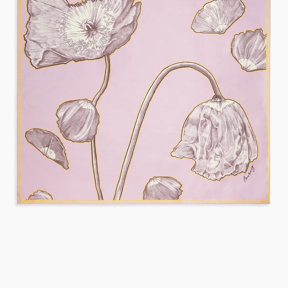 NWT Burberry Wilting Poppies Silk Skinny Scarf - Picture 3 of 10